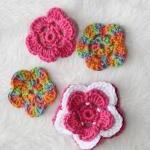 set of 4 crochet flowers.